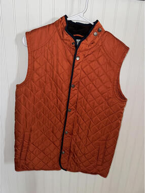 Class Club Quilted Orange Sleeveless Vest Jacket Size L